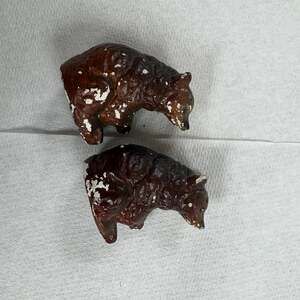 Vintage Grizzly Bear Chalkware Salt and Pepper Shakers